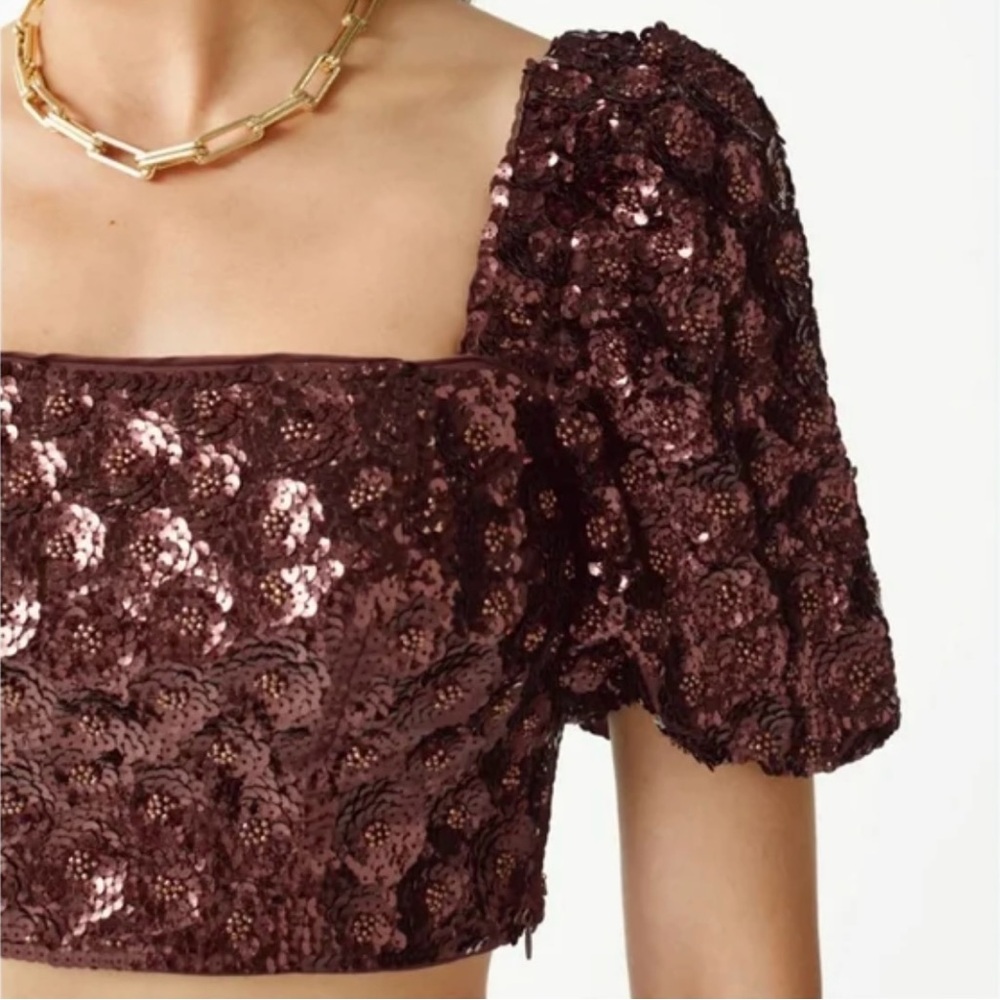& Other Stories Floral Sequin Crop Top NWT